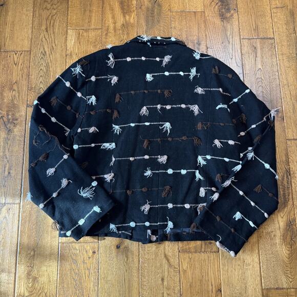 VTG Kindred Spirit Tassel Blazer Jacket XL Earth Tones Woven Fringe Boho NWT - Picture 6 of 6